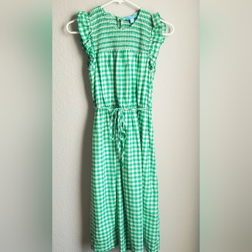 Draper James Green Gingham Midi Dress
